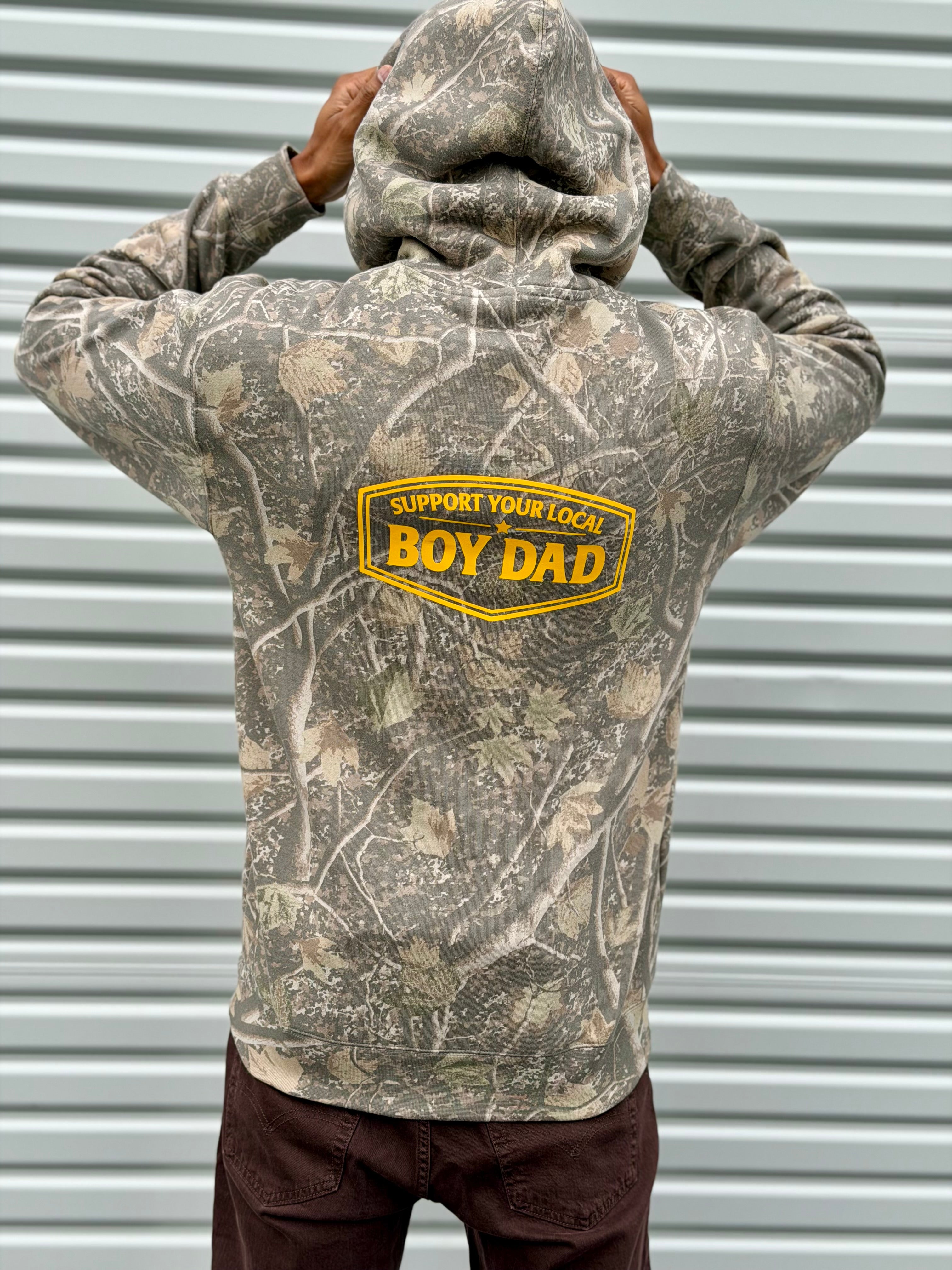 Support Your Local BOY Dad (Tree Camo Hoodie)