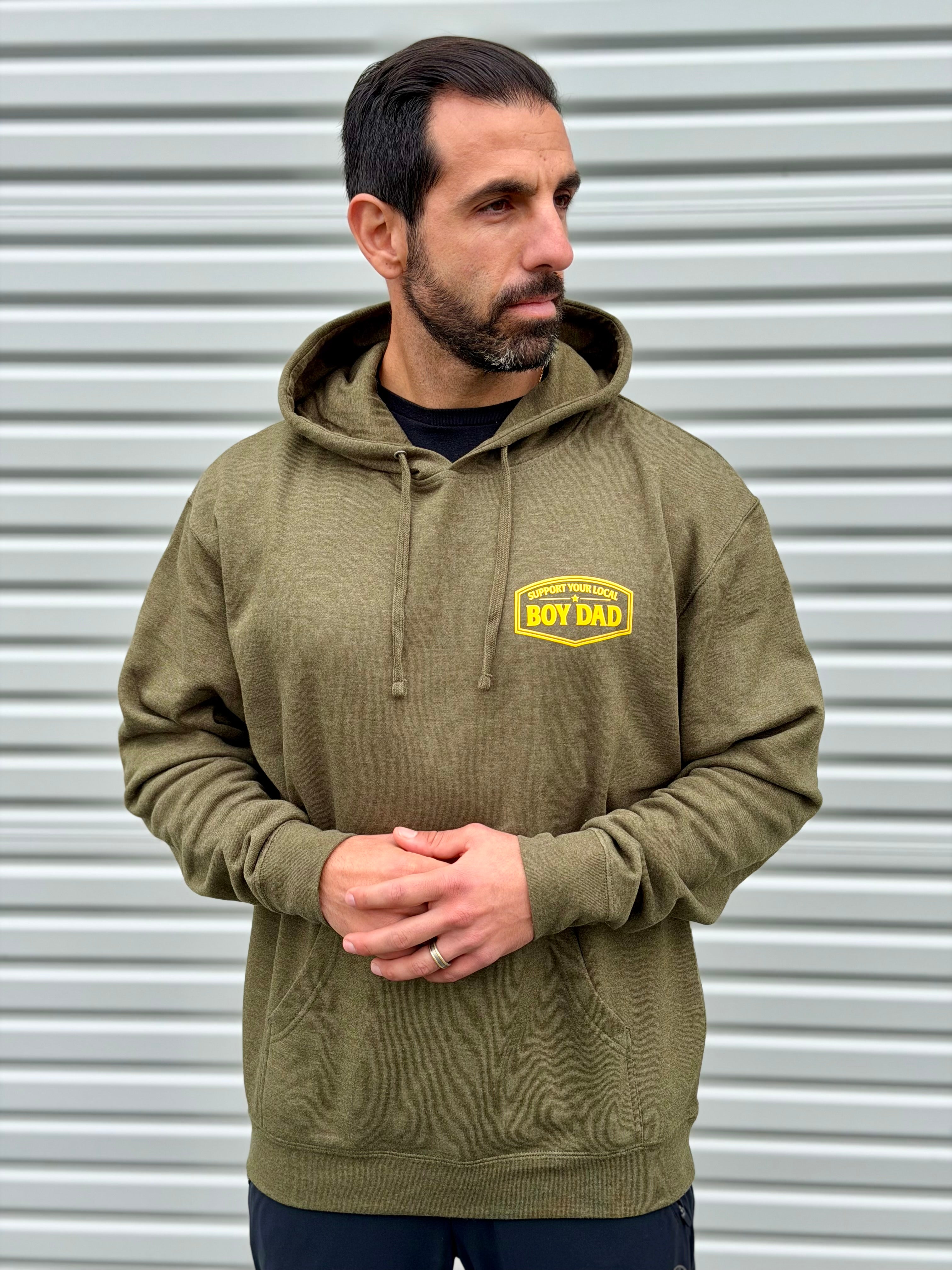 Support Your Local BOY Dad (Olive Green Hoodie)