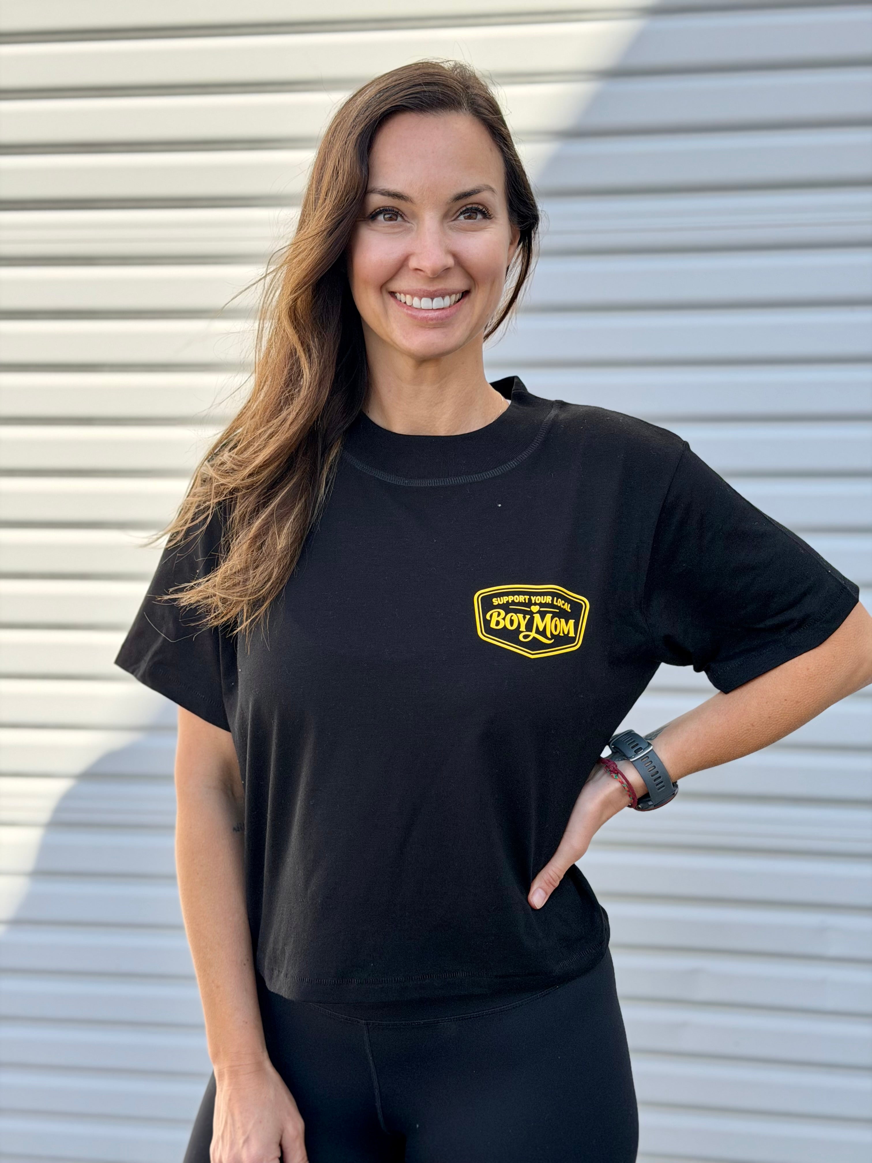 Support Your Local BOY MOM V.2 - Gold Standard Crop Shirt