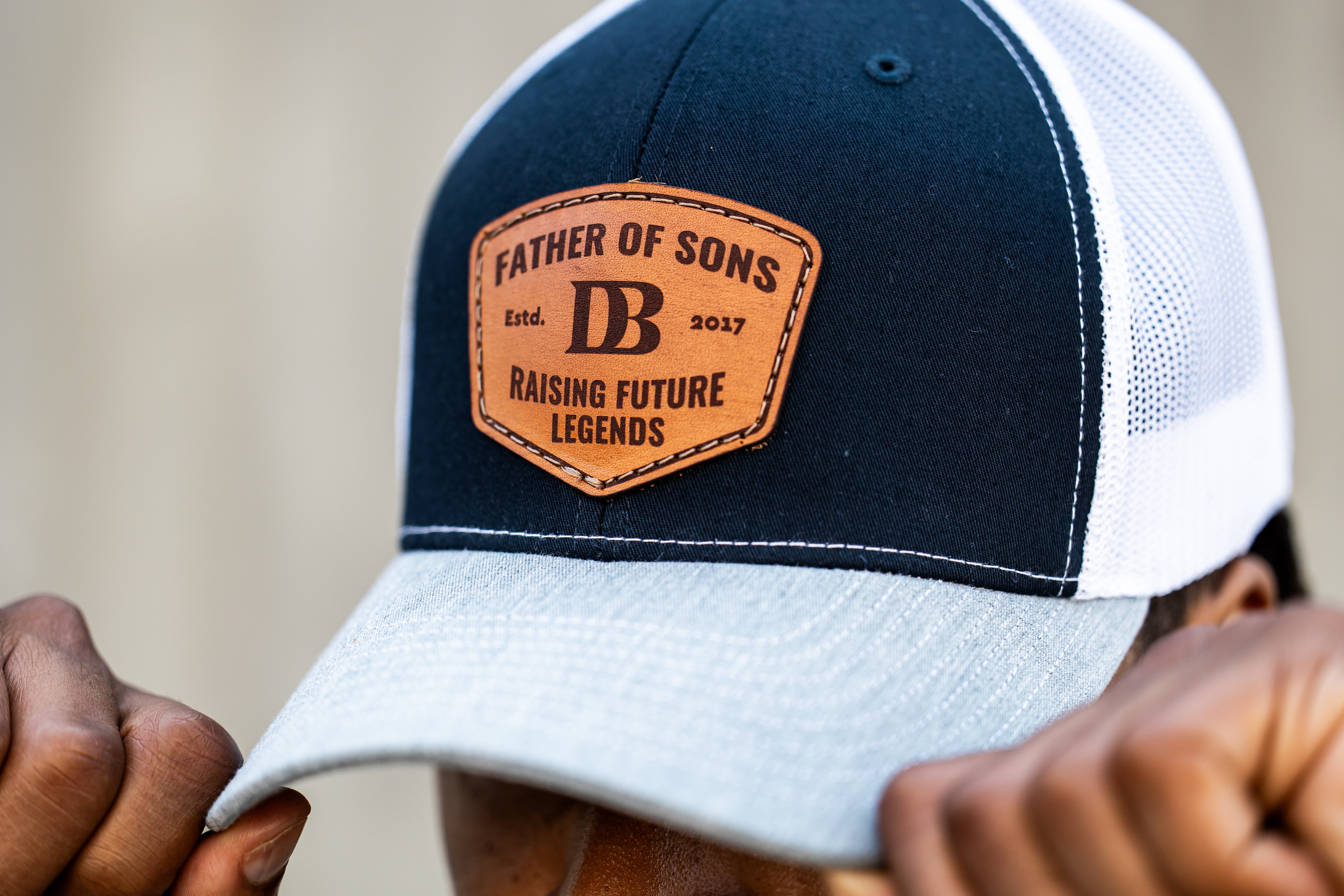 Father Of Sons LEATHER Patch Hat