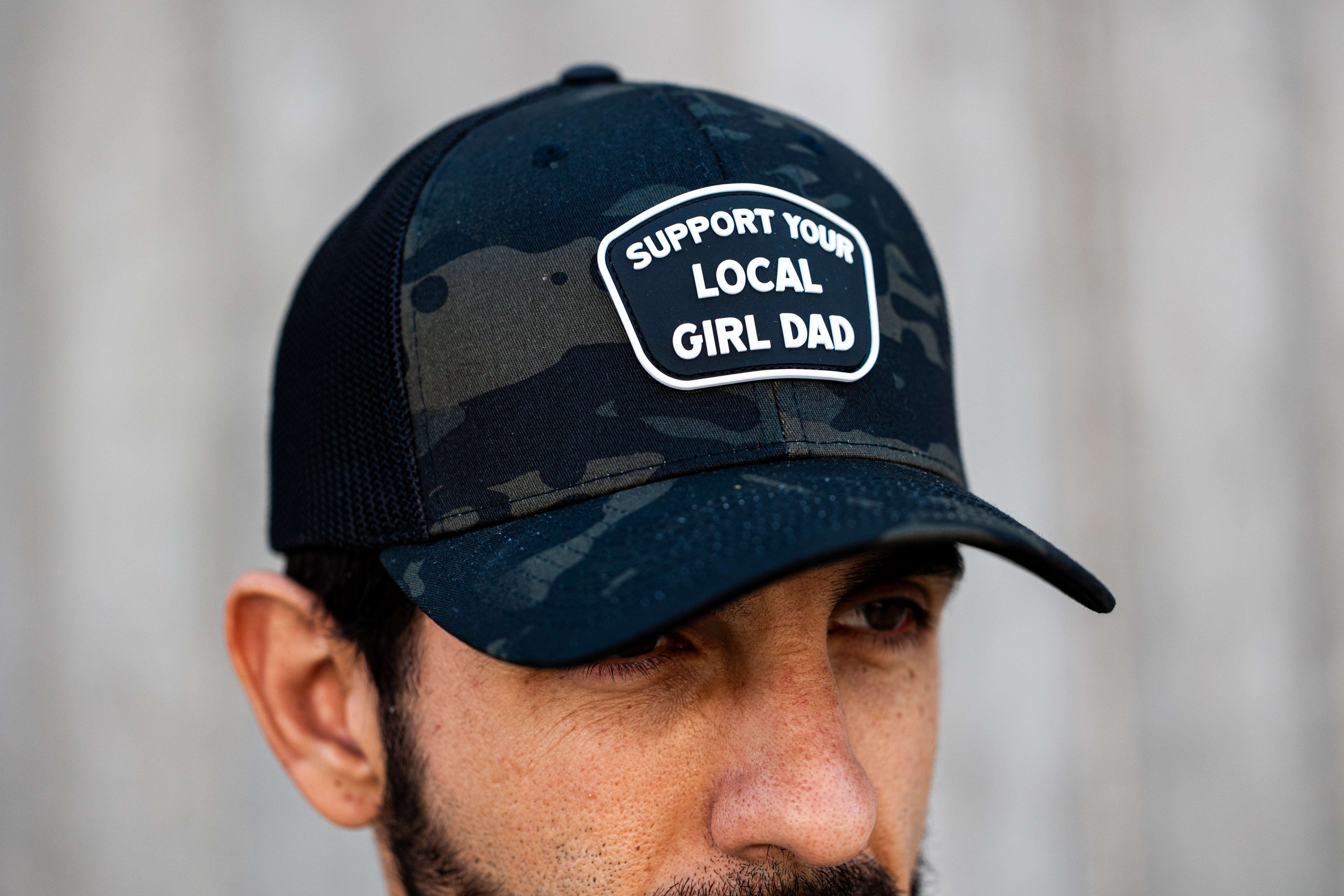 Support Your Local Girl Dad FLEXFIT Patch Hat (Multicam Blackl)