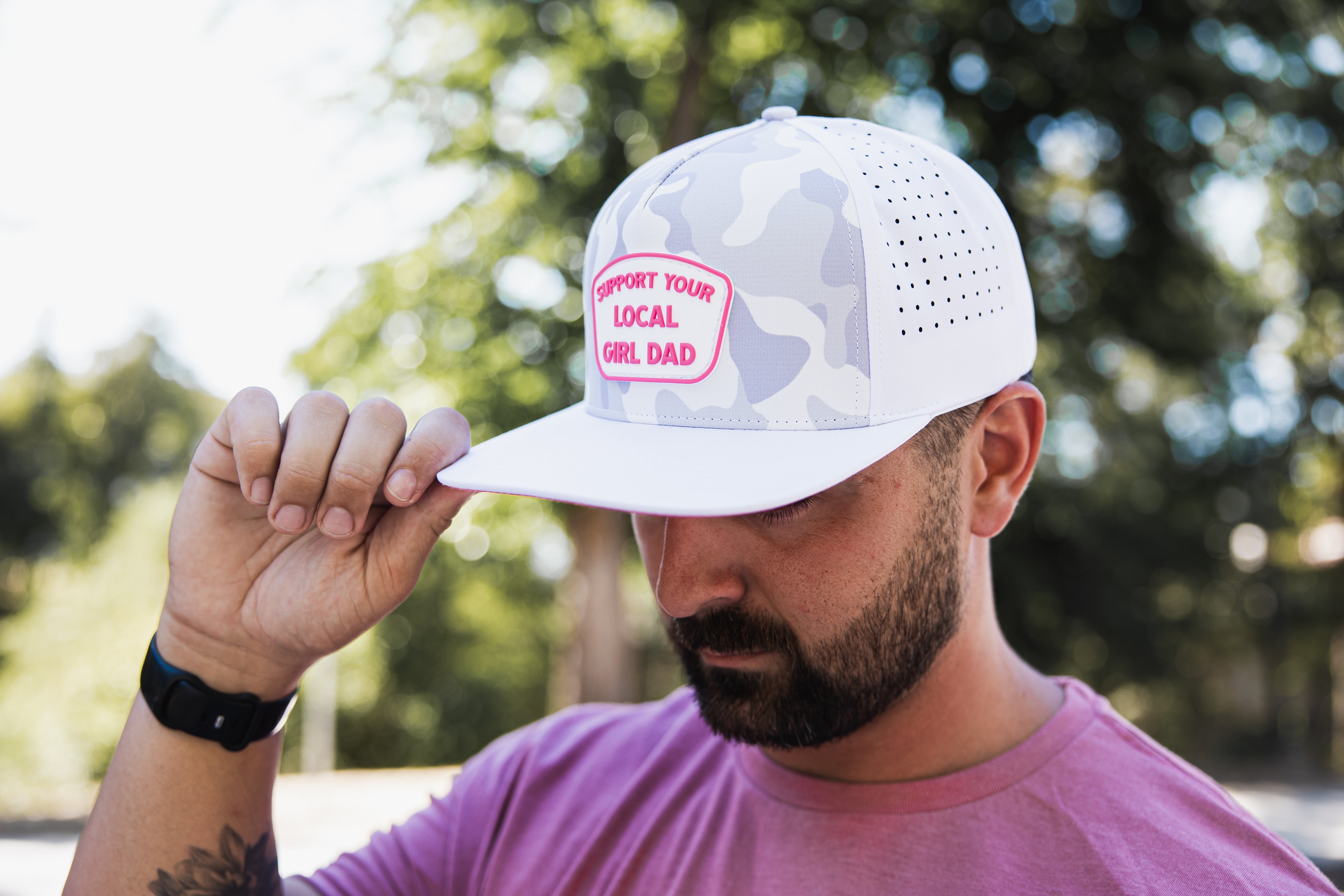 Premium Active Support Your Local Girl Dad PVC Patch Hat
