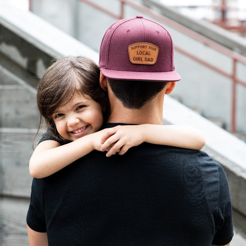 Girl Dad Leather Patch Flat Bill Snapback