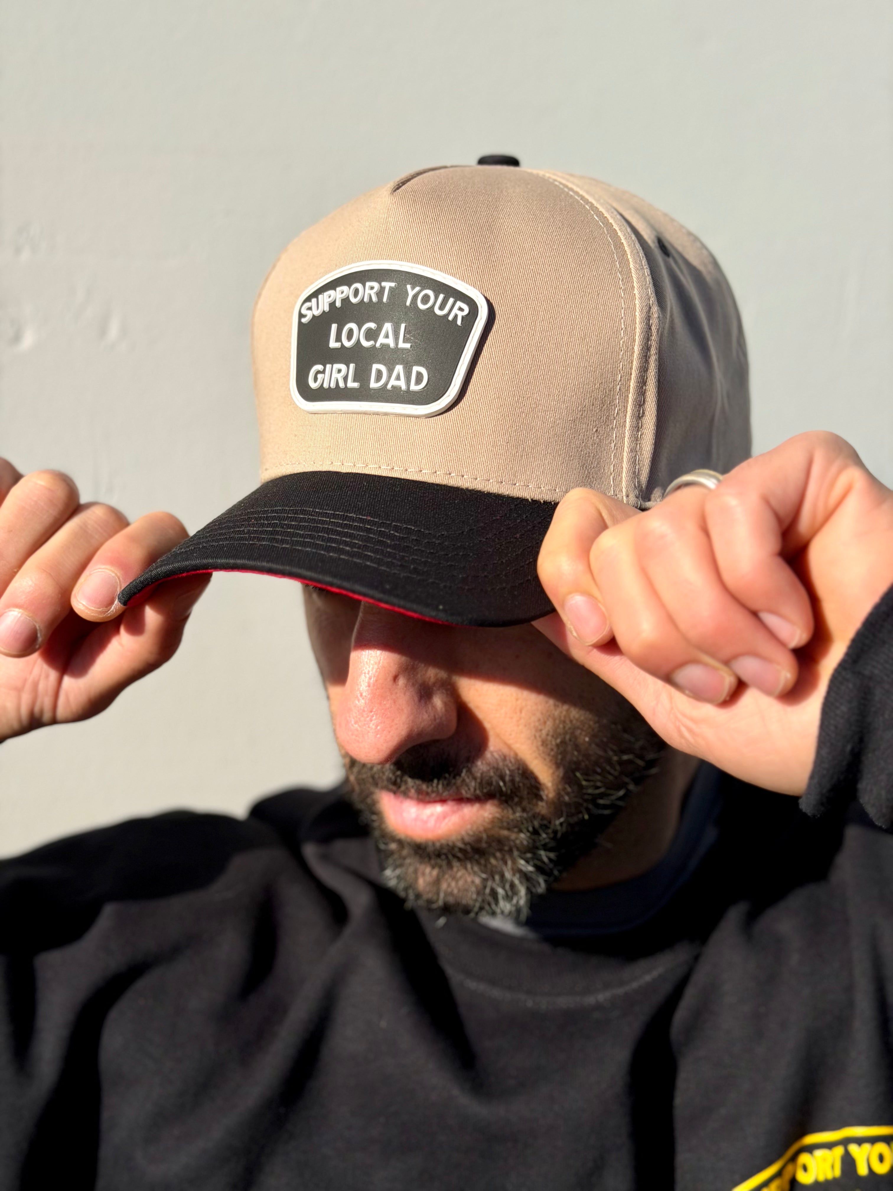Support Your Local Girl Dad 5-Panel (Khaki/Black/Red) - Limited Release