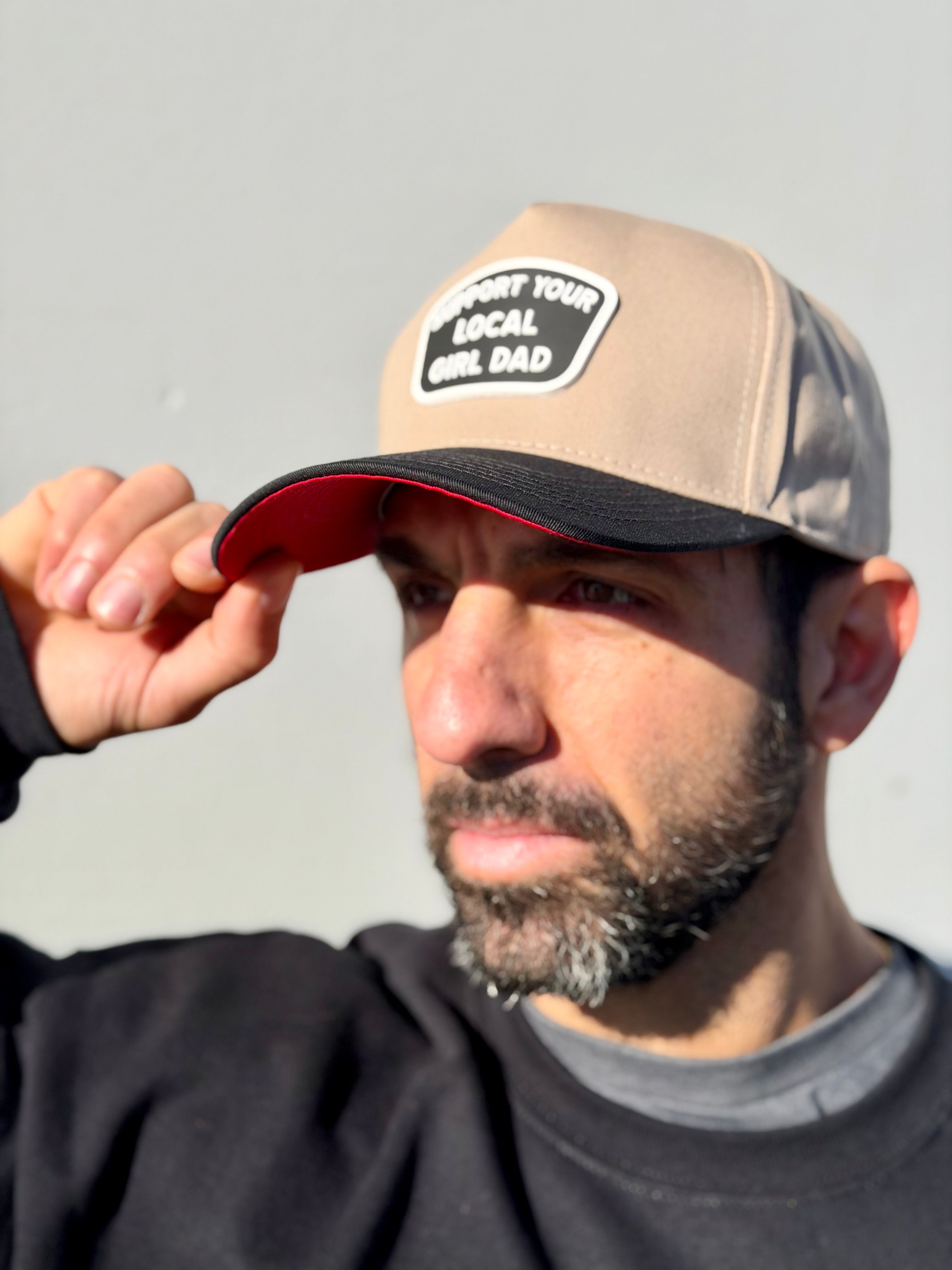 Support Your Local Girl Dad 5-Panel (Khaki/Black/Red) - Limited Release