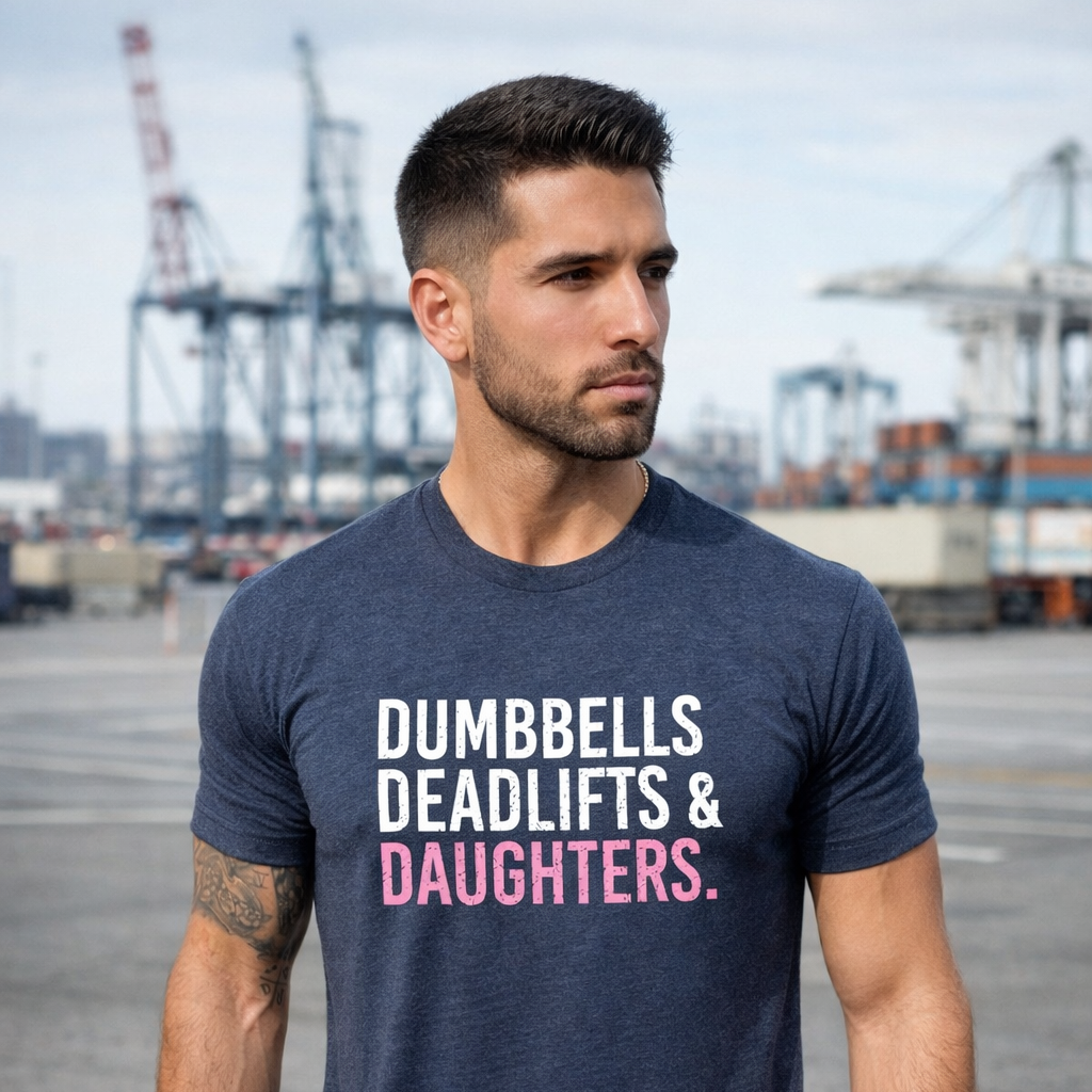 Dumbbells Deadlifts & Daughters Shirt (Navy)