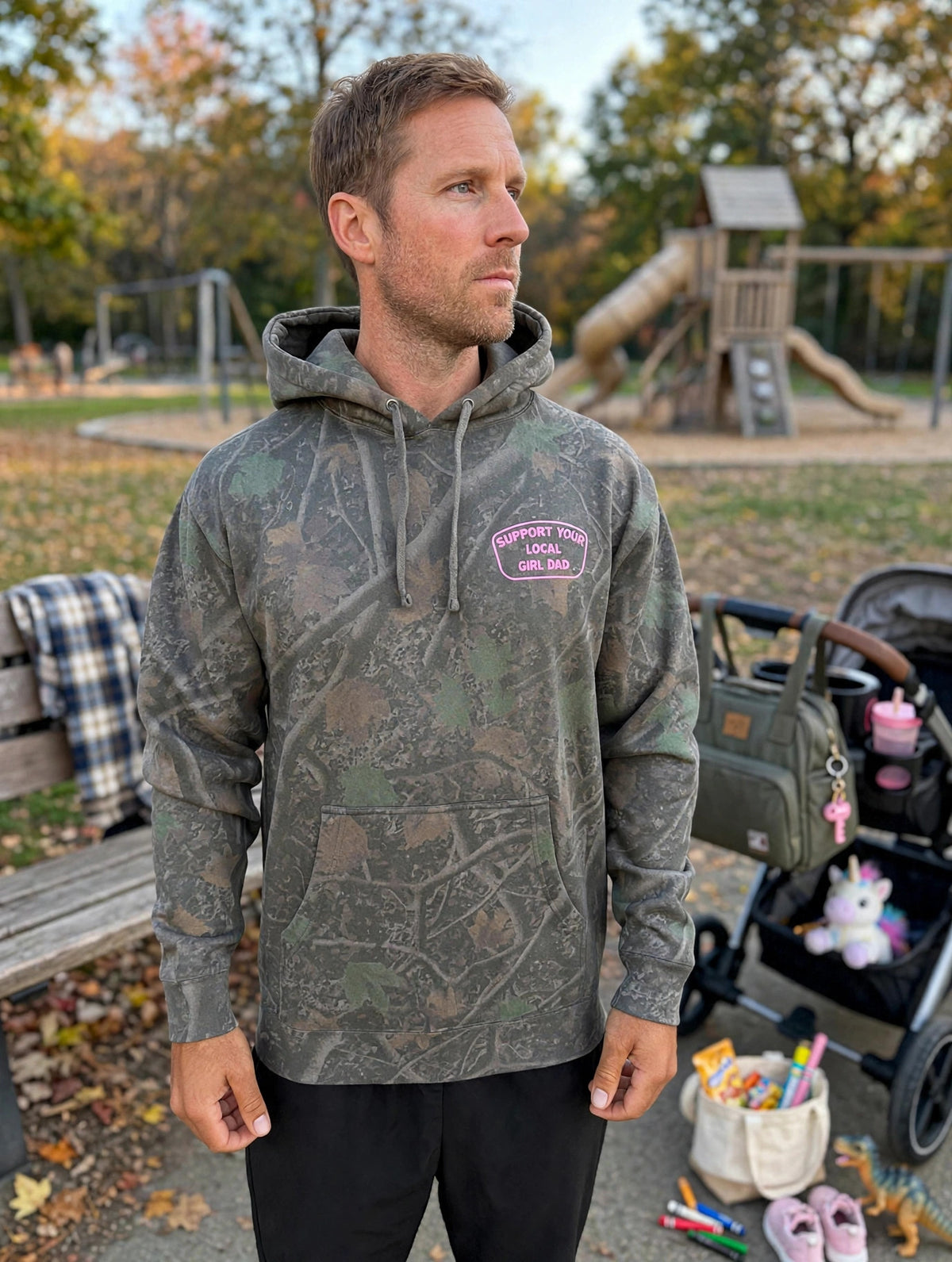 DARKWOOD Tree Camo Support Your Local Girl Dad Hoodie