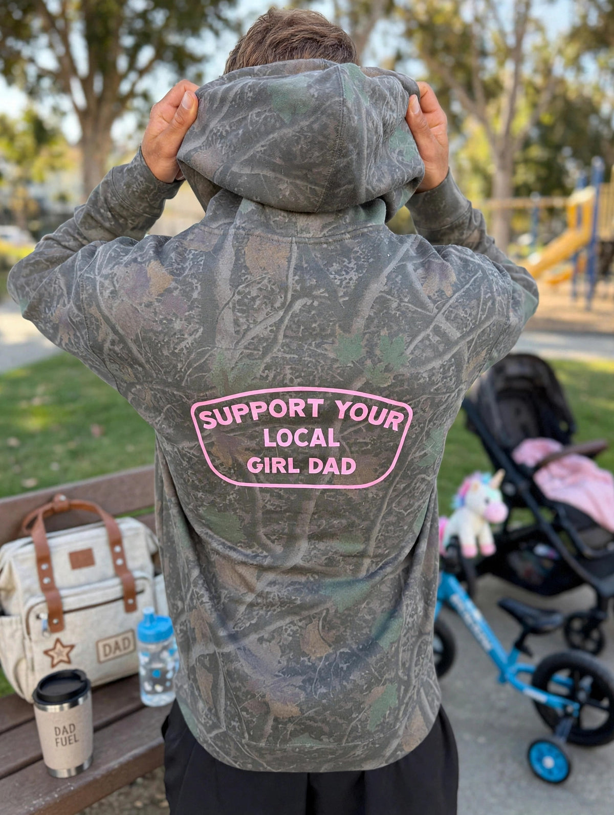 DARKWOOD Tree Camo Support Your Local Girl Dad Hoodie
