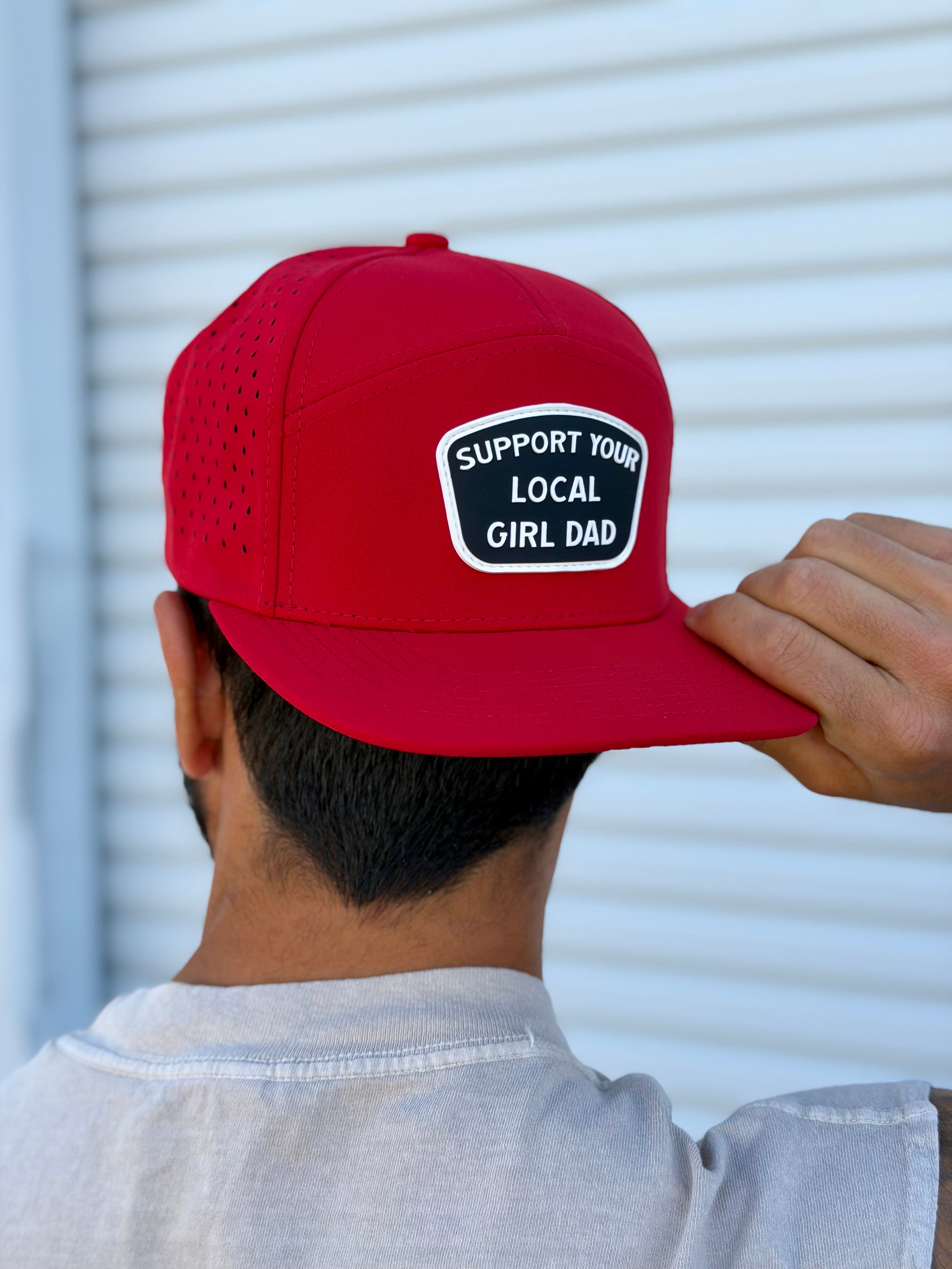 Premium Active Support Your Local Girl Dad PVC Patch Hat (White)