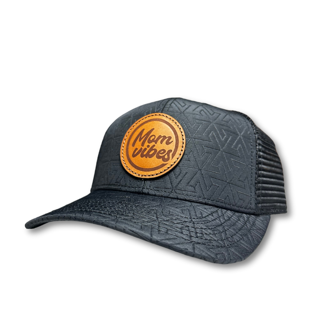 Quilted MomVibes Circle Patch - Curved Bill Trucker Snapback