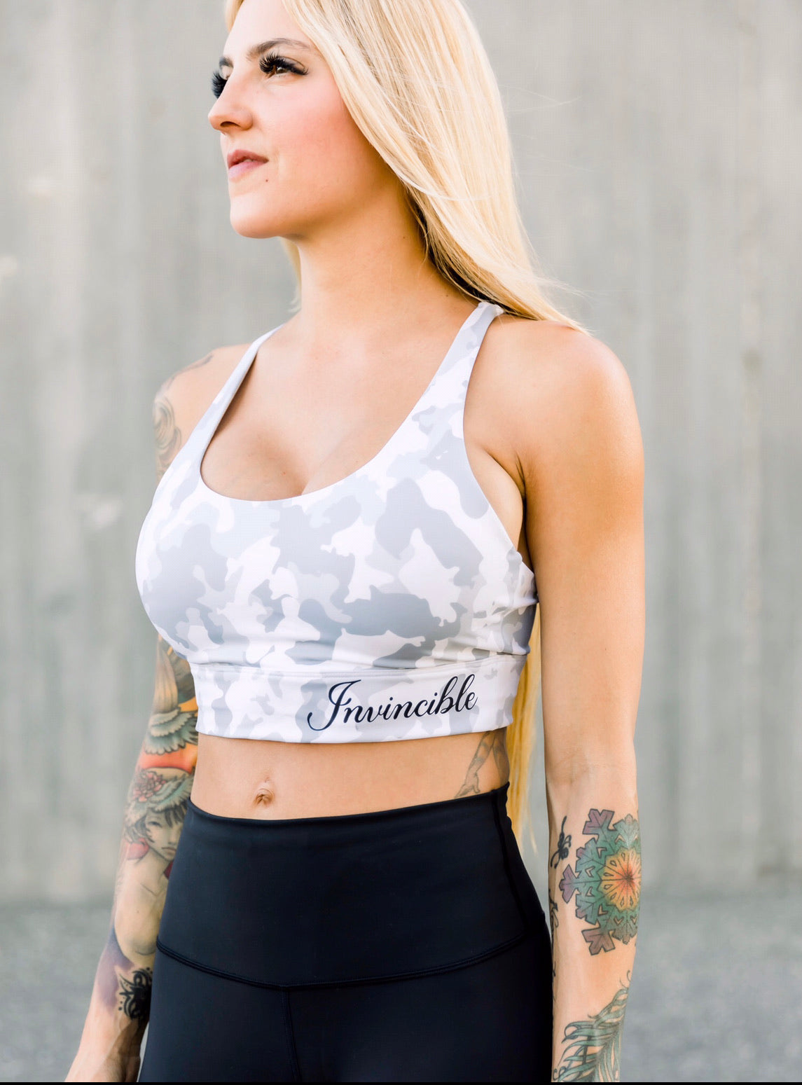 Invincible Sports Bra (White Camo)