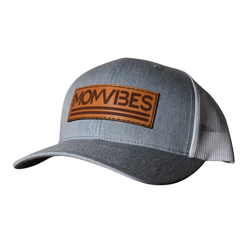 MomVibes - Curved Bill Trucker Snapback (Heather/White)