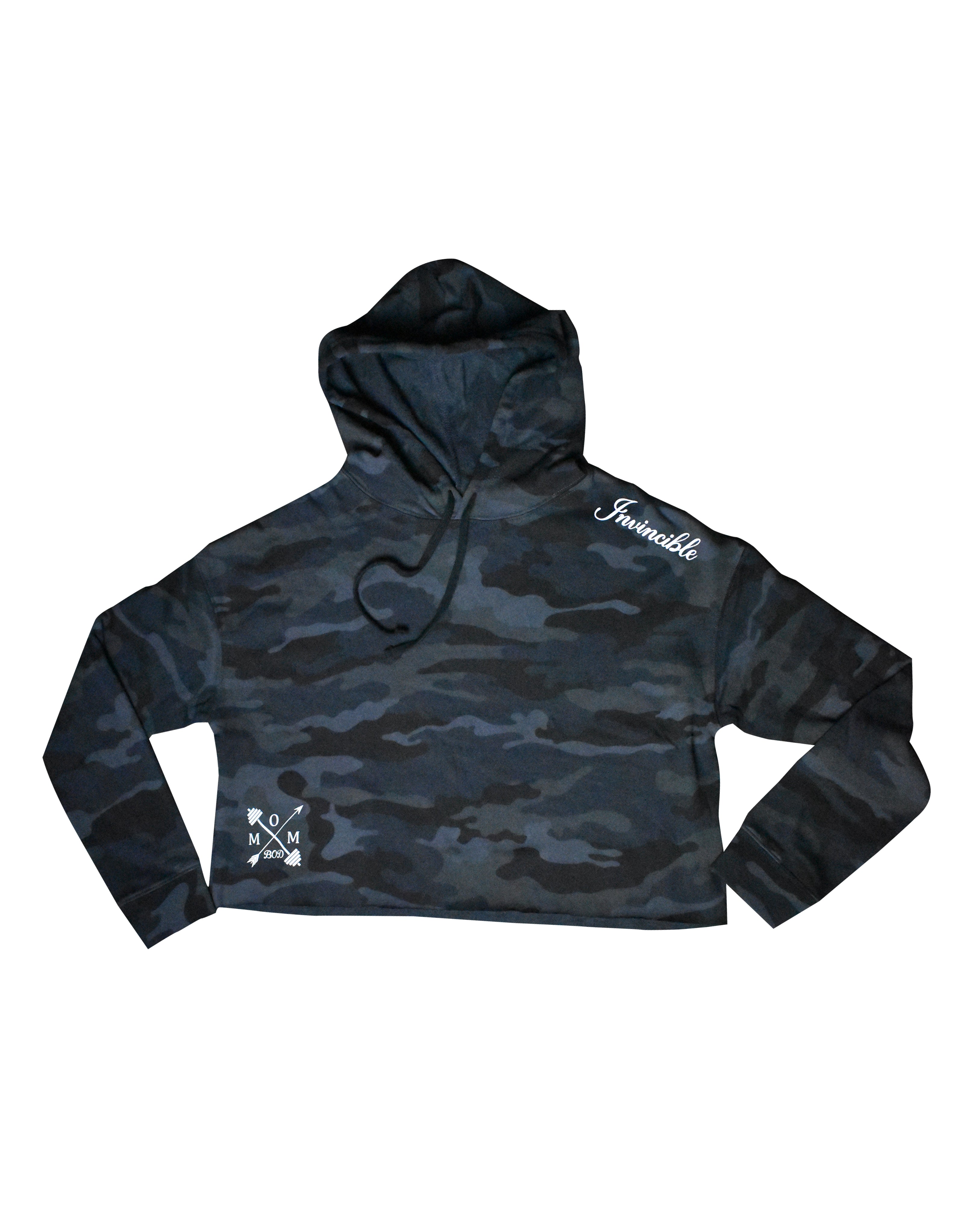 Invincible Cropped Women's Hoodie (Black Camo)