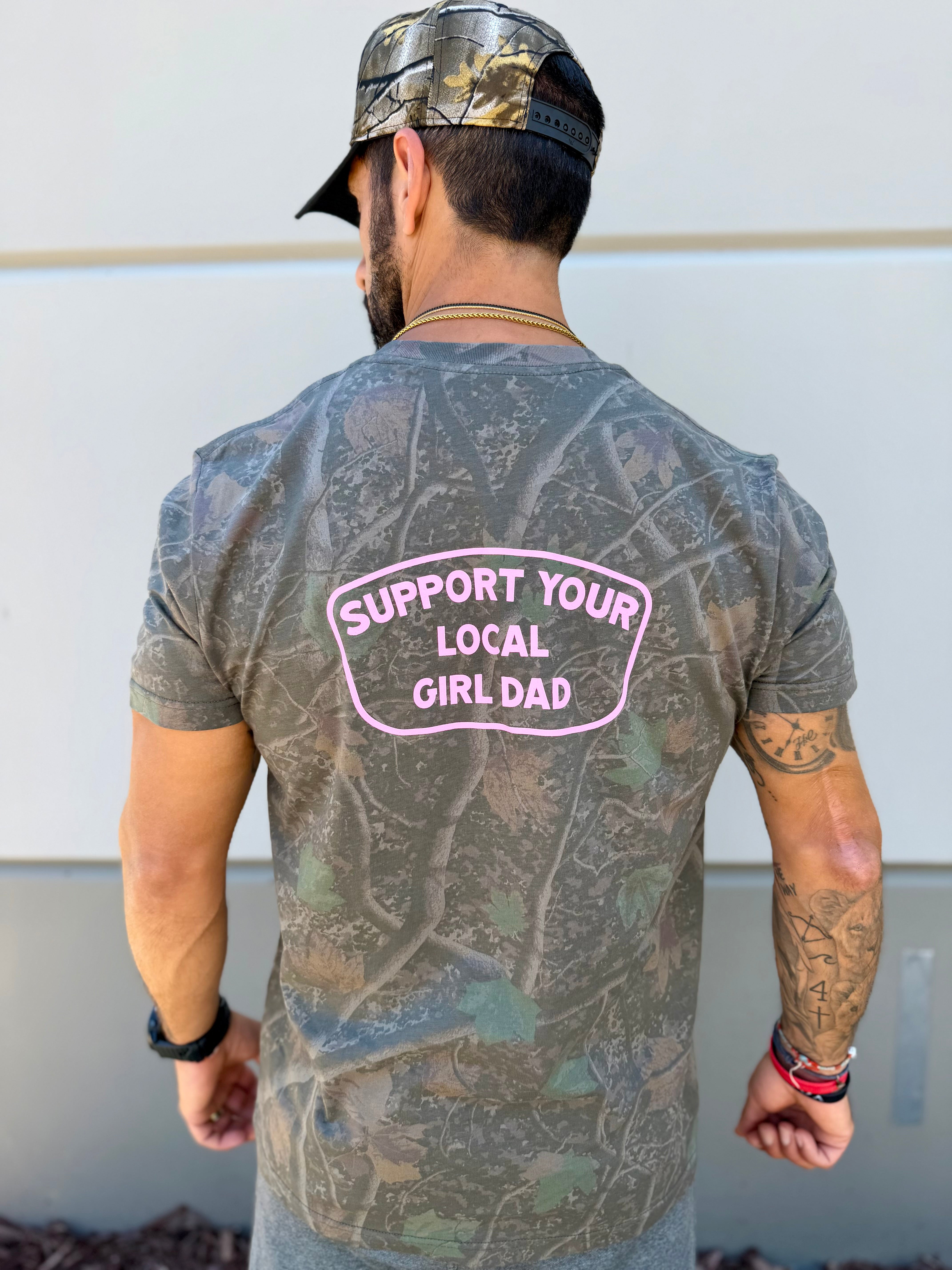 Support Your Local Girl Dad Shirt (Darkwood Tree Camo)