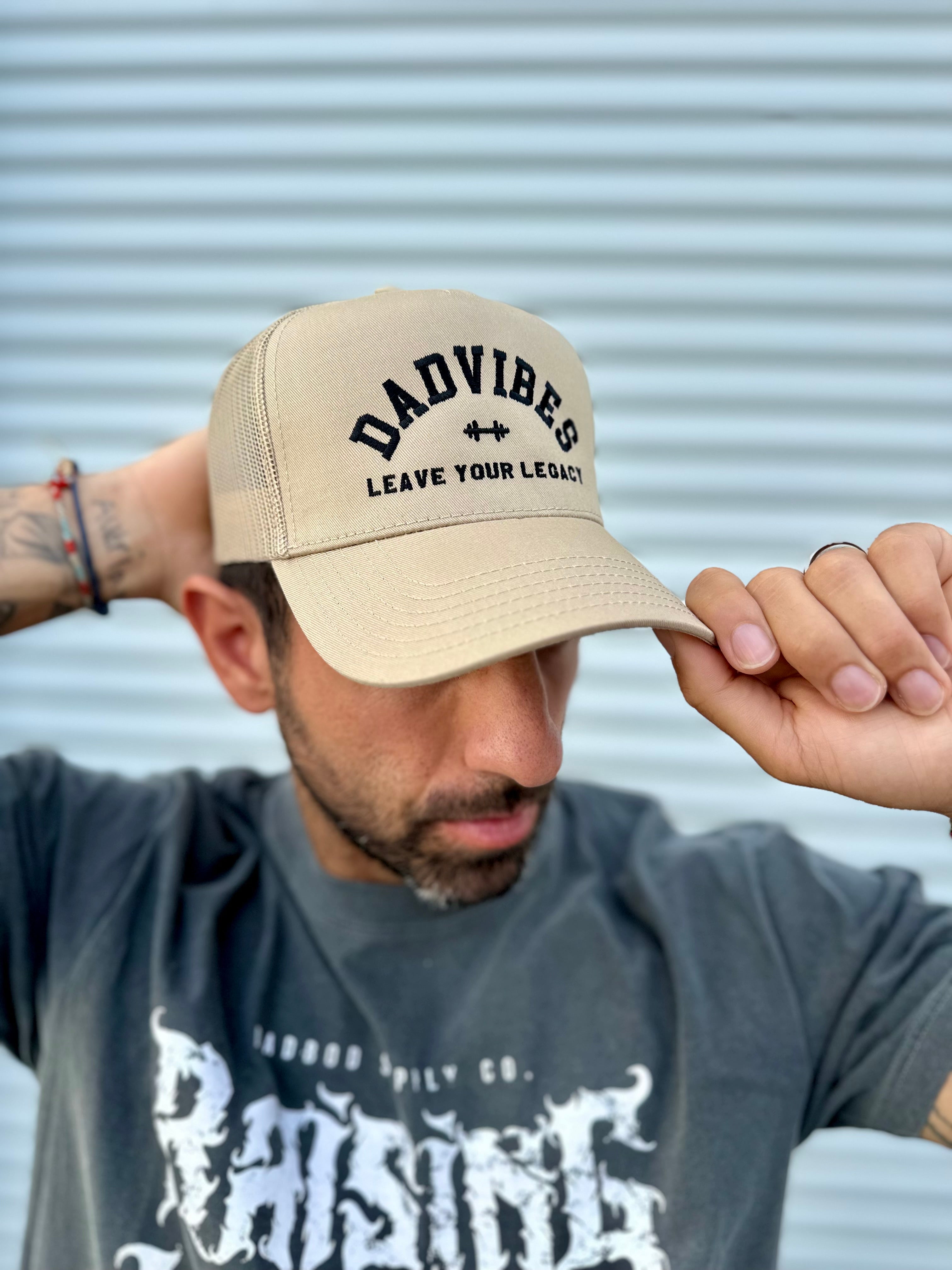DadVibes Leave Your Legacy 5 Panel Trucker Hat (Khaki)
