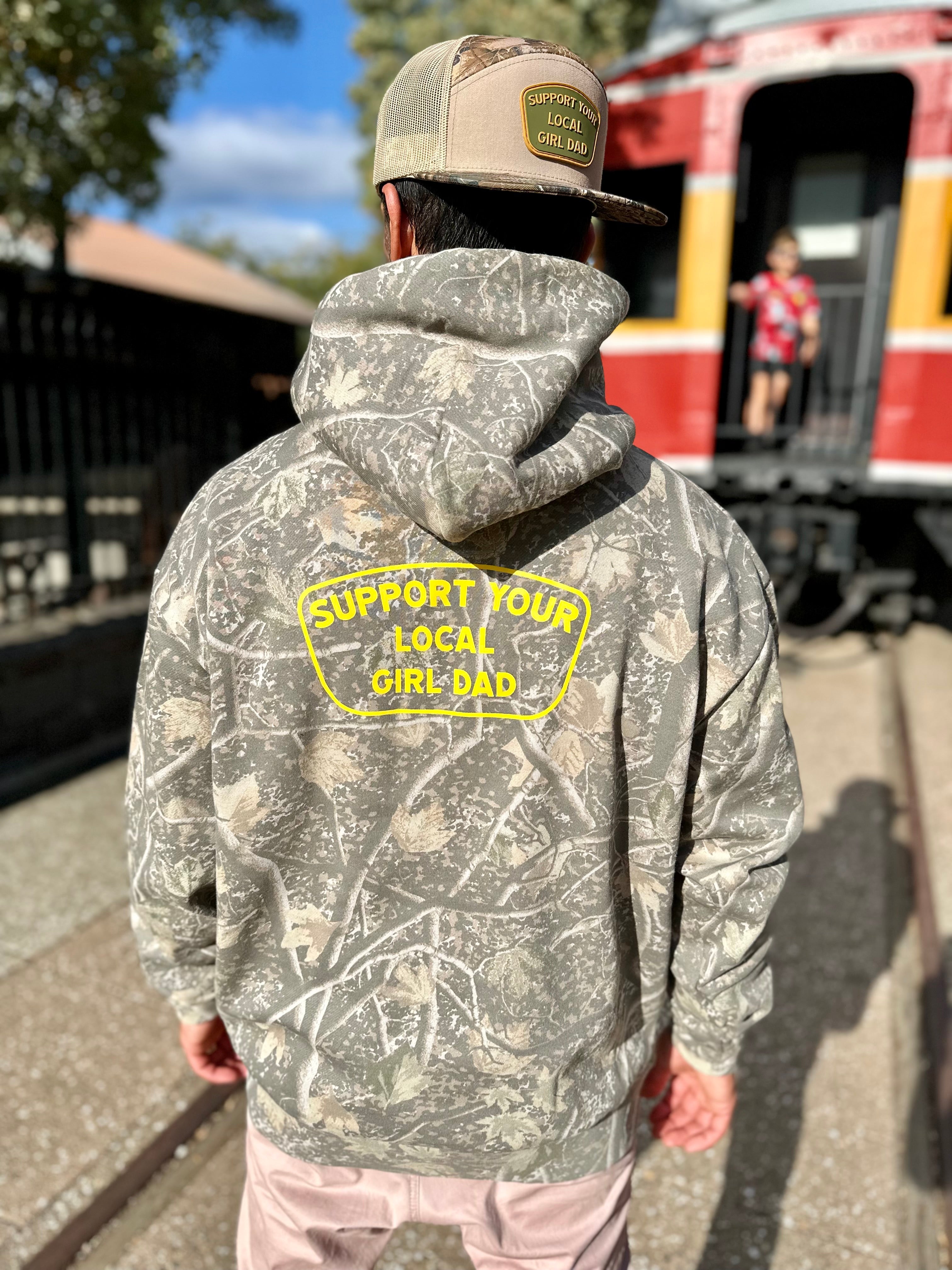 Support Your Local Girl Dad Hoodie (Tree Camo Edition)