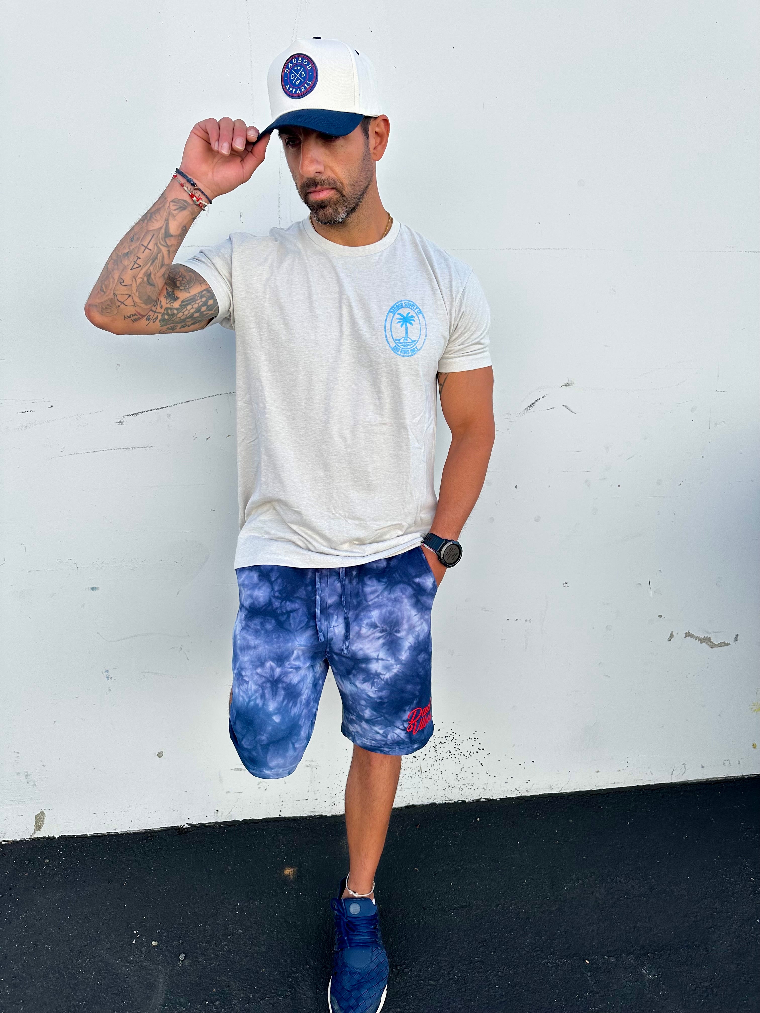 Dadvibes Script Tie Dye Sweat Shorts