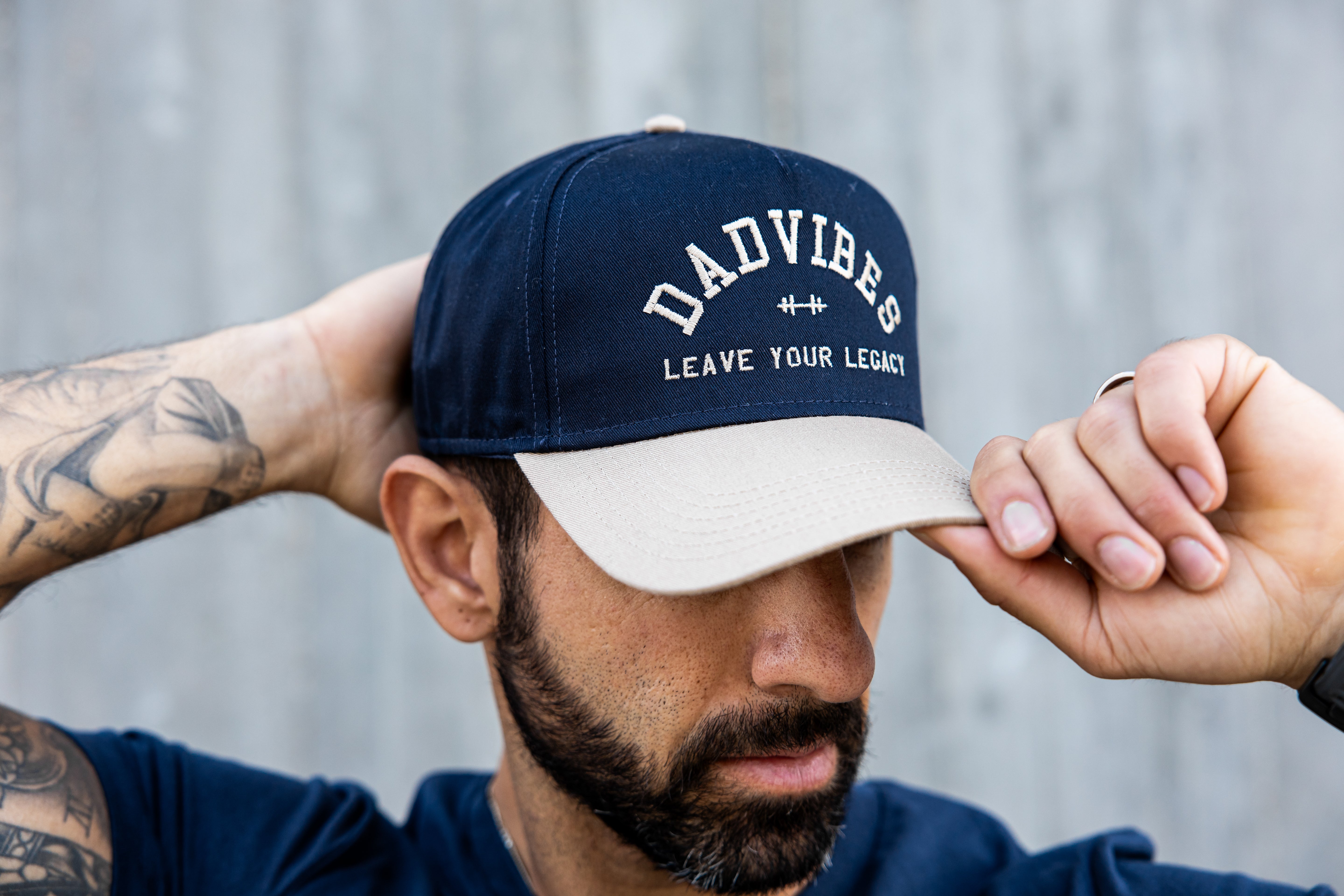 DadVibes 5 Panel Hat (Navy & Khaki)
