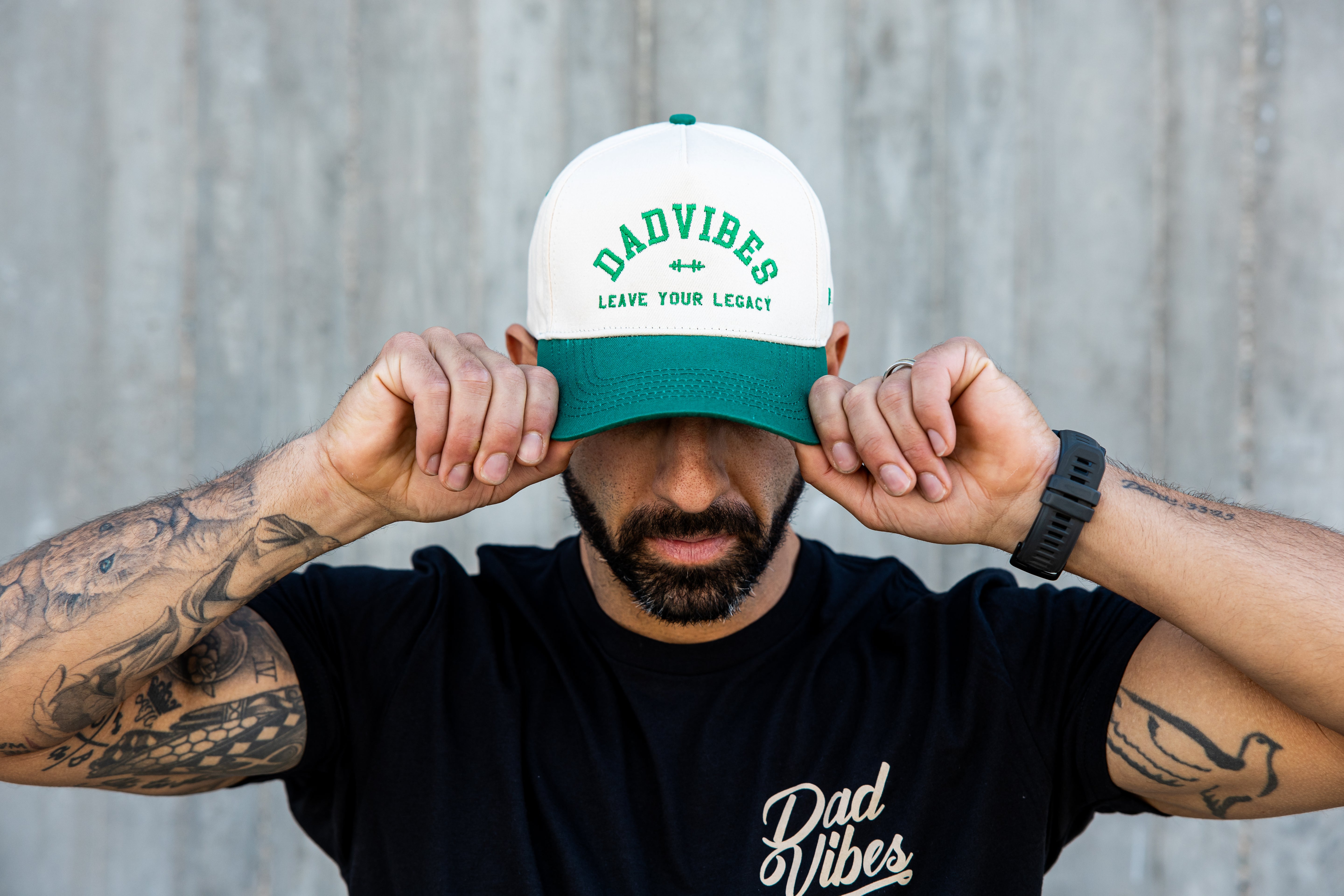 DadVibes 5 Panel Hat (Cream/Green)