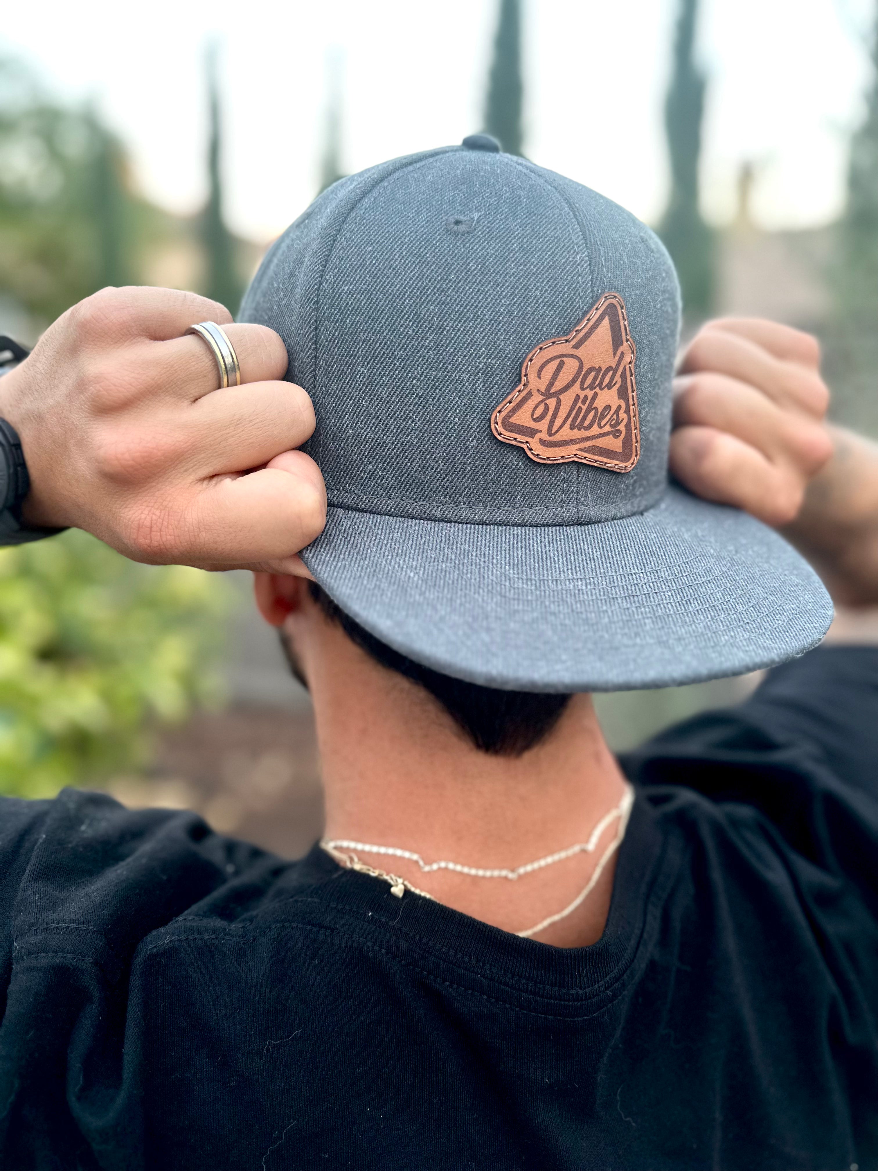DadVibes Script Leather Patch Hat