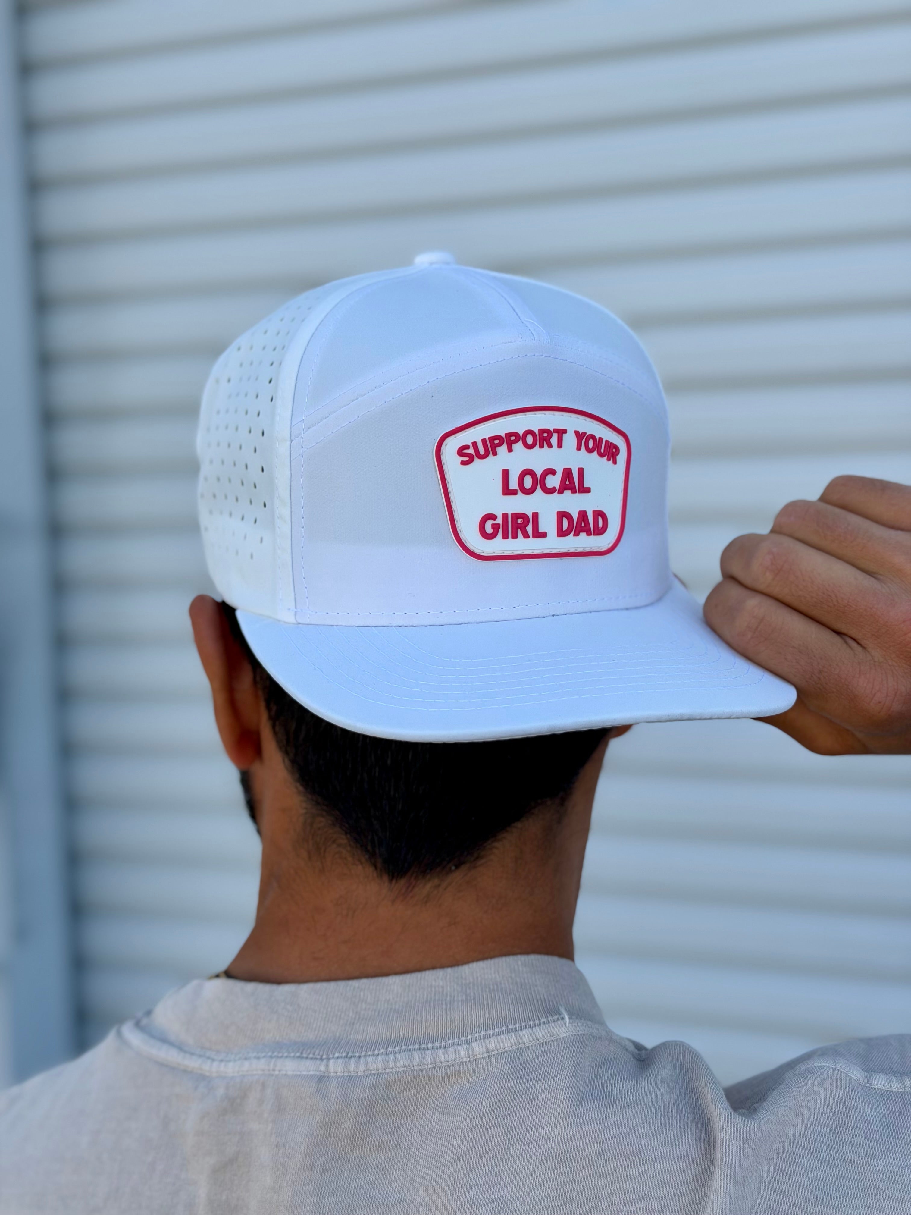 Premium Active Support Your Local Girl Dad PVC Patch Hat (White)