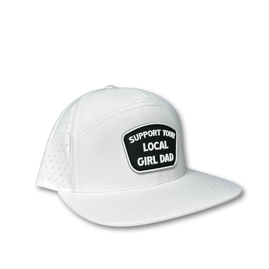 Premium Active Support Your Local Girl Dad PVC Patch Hat (White)