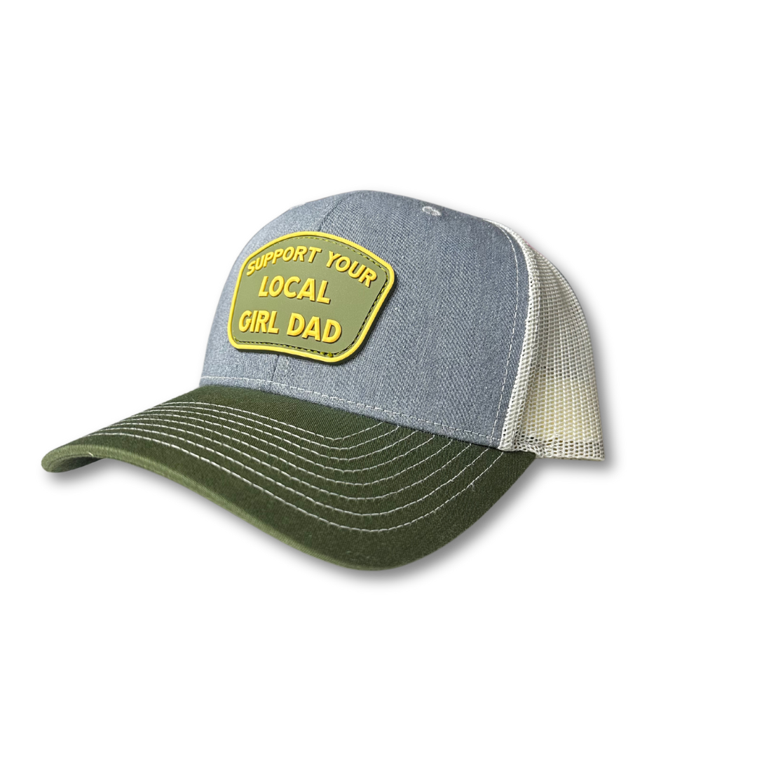 Support Your Local Girl Dad PVC Hat - Tri Color (Olive & Cream)