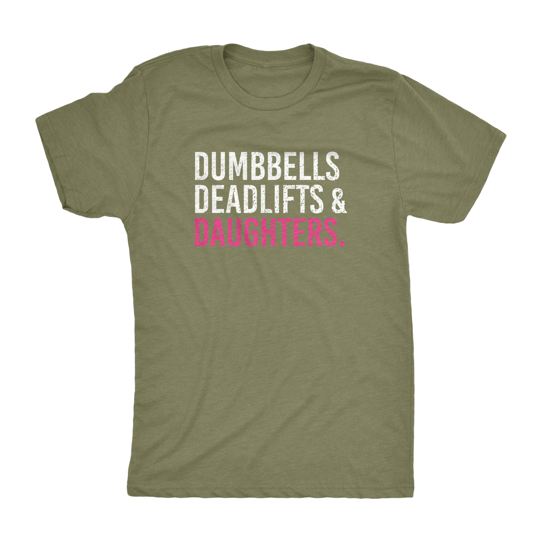 DadBod Apparel Men's Triple-D T-Shirt - Dumbbells Deadlifts & Diapers Military Green Tee For Dads