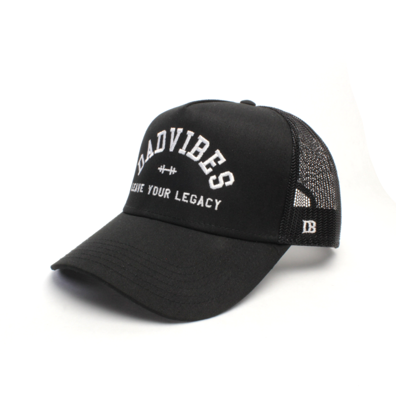 DadVibes 5 Panel Hat (Black Trucker)