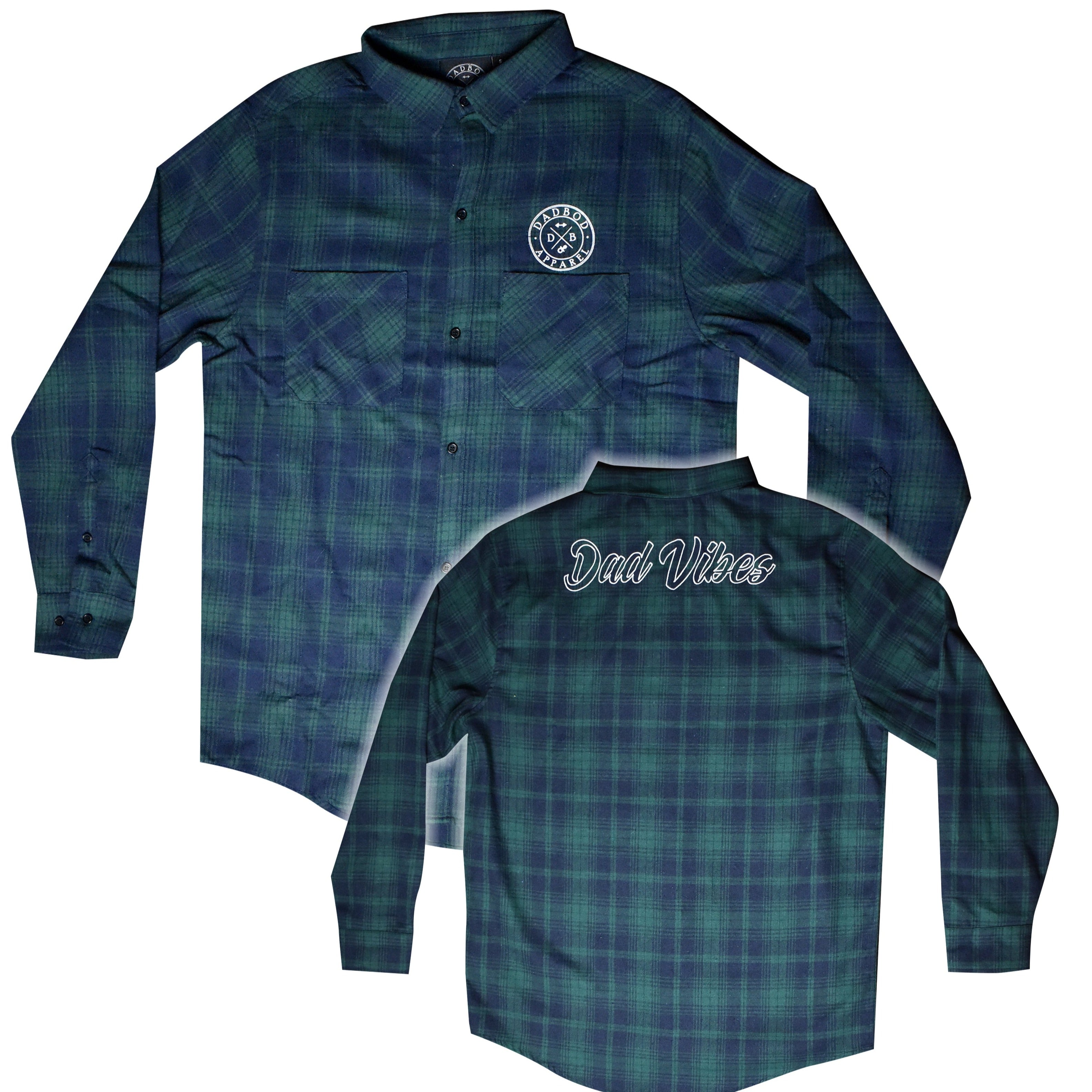 DadVibes Plaid Button Down Flannel (Blue/Green)