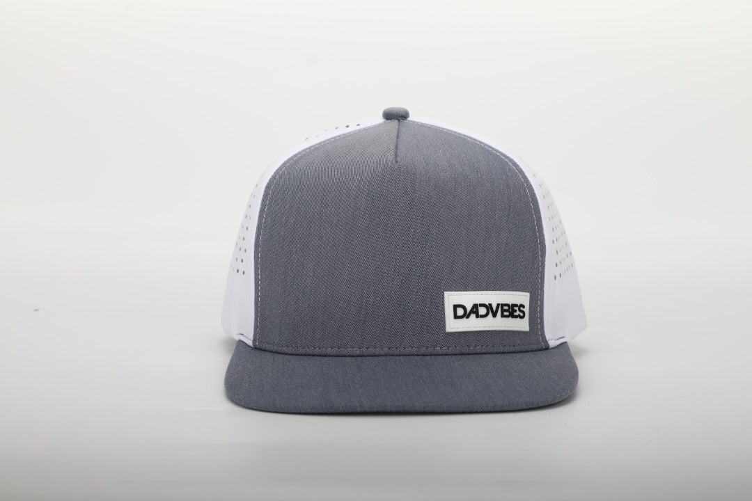 Premium Active 5-Panel DadVibe Hat (Heather Grey/White)