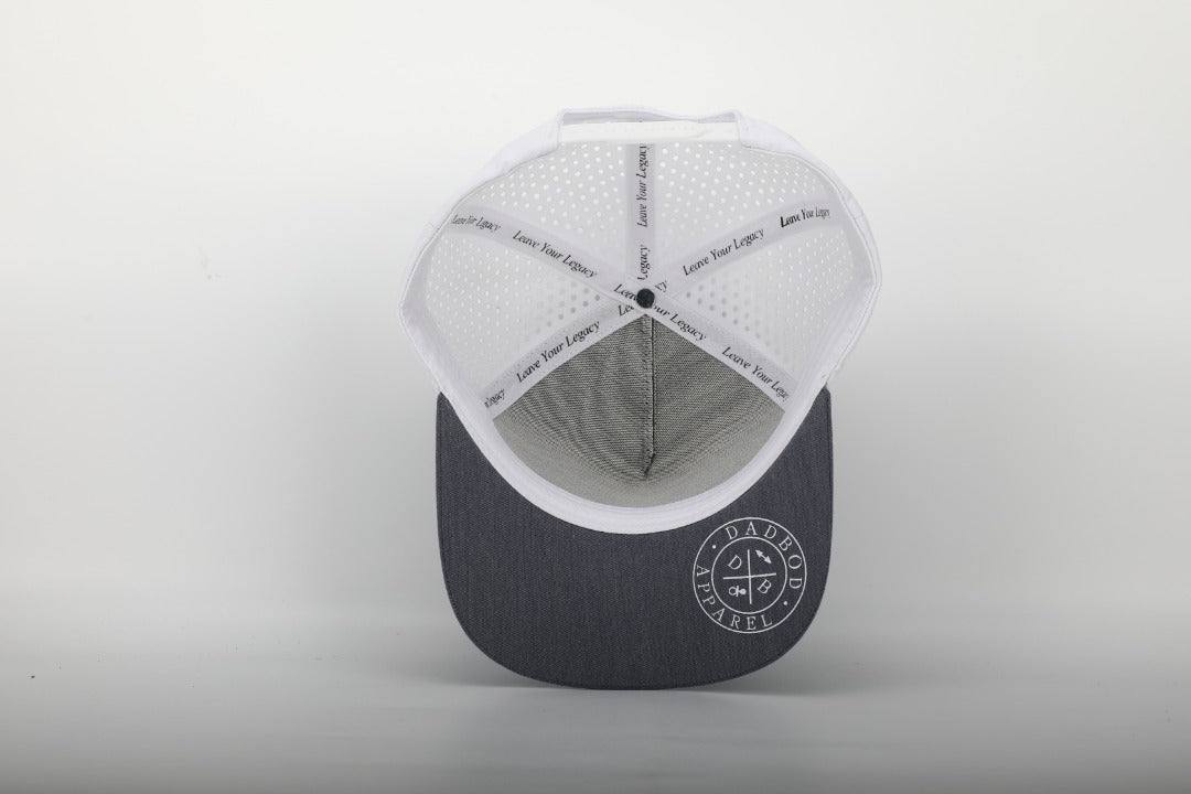 Premium Active 5-Panel DadVibe Hat (Heather Grey/White)