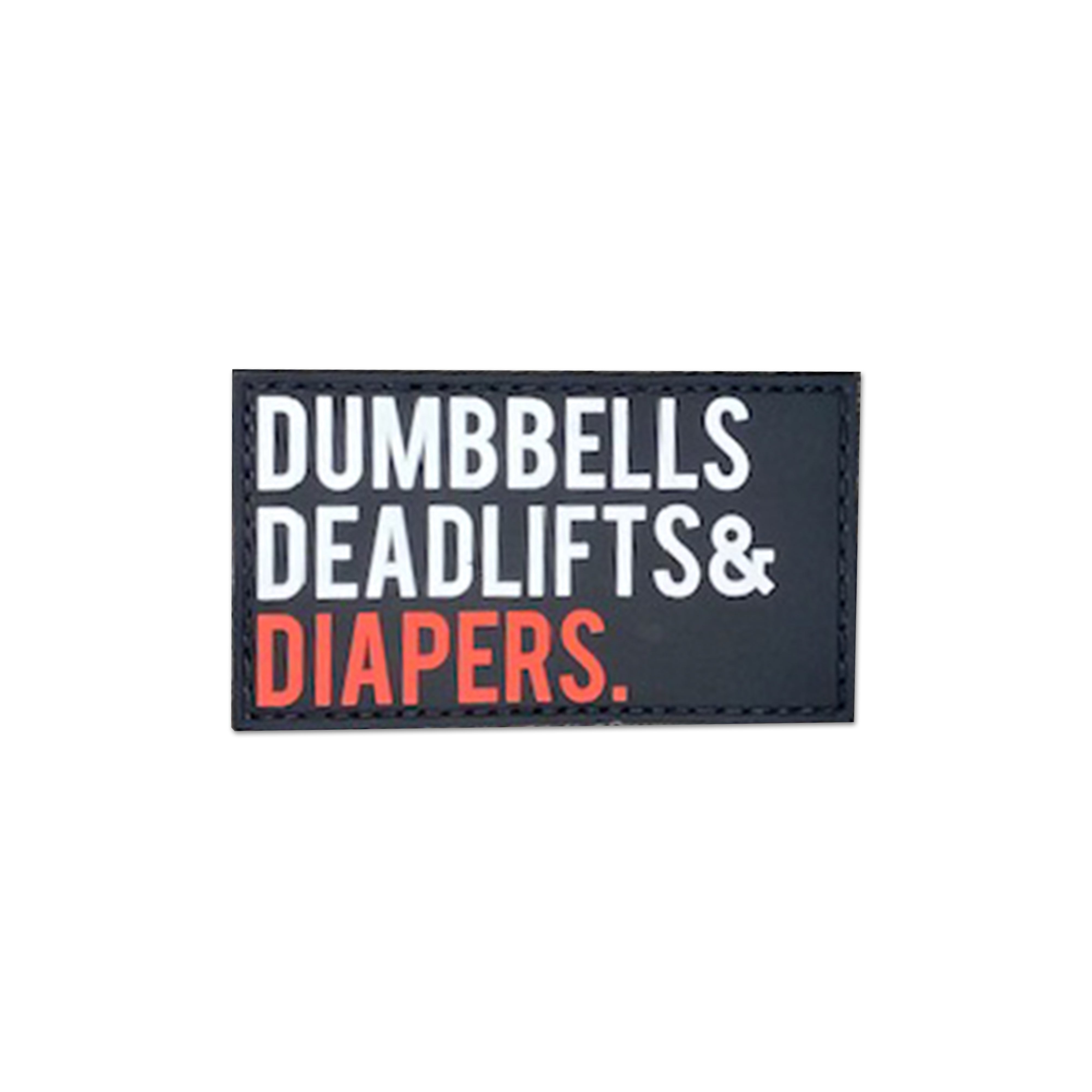 Dumbbells, Deadlifts & Diapers PVC Velcro Patch (Red)