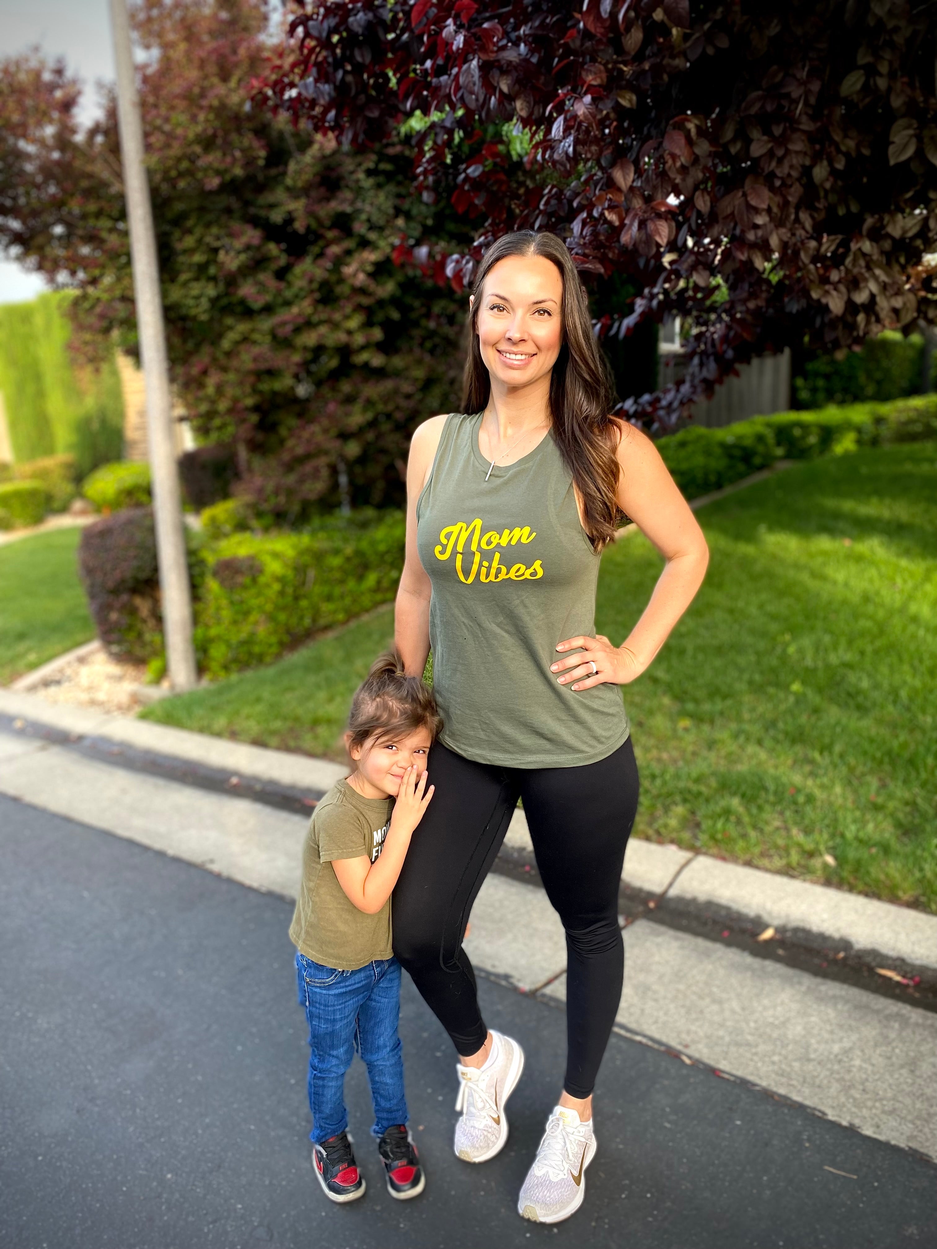 Mom Vibes Military Green Tank