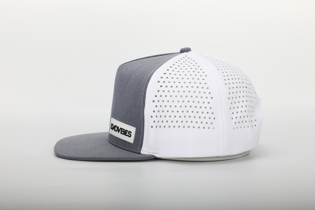 Premium Active 5-Panel DadVibe Hat (Heather Grey/White)